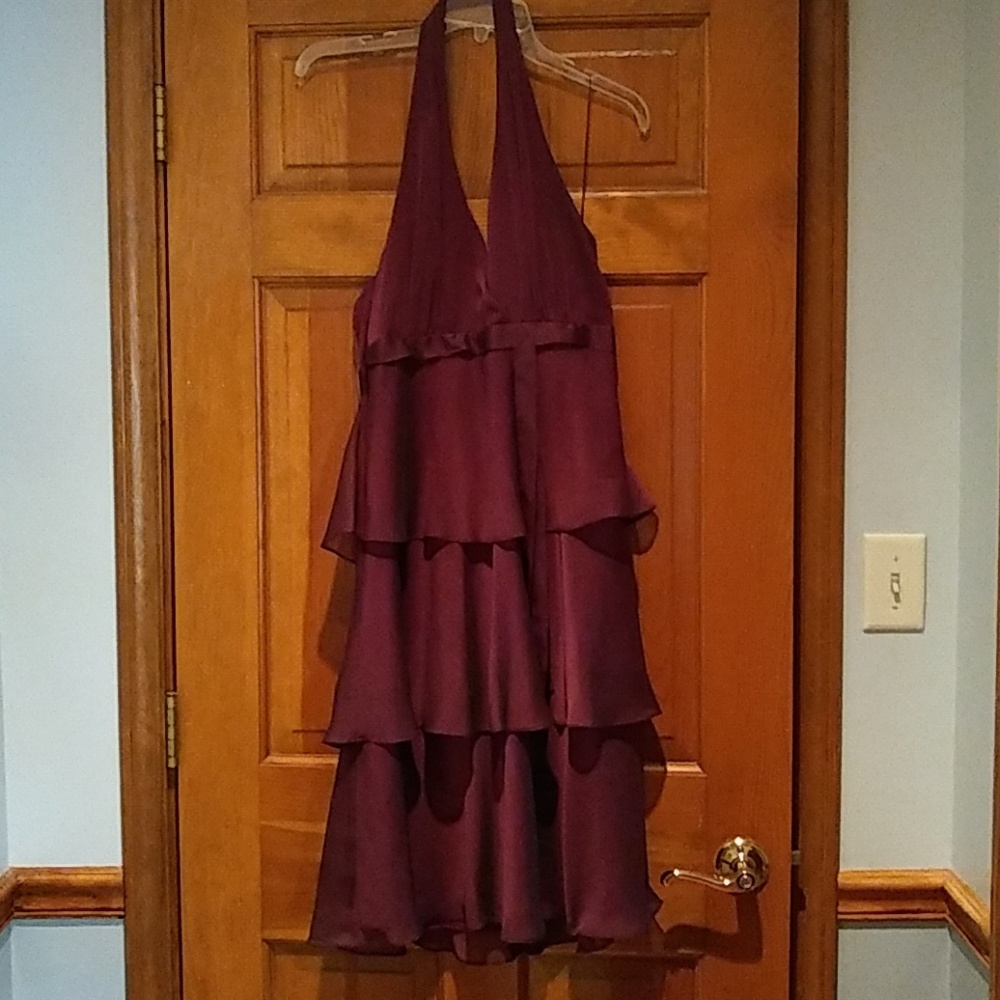 Wine colored tiered cocktail dress